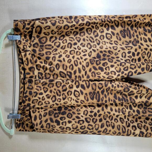 Jones New York Brown Animal Print Stretch Cropped Pants Women Size 14 - Picture 7 of 10